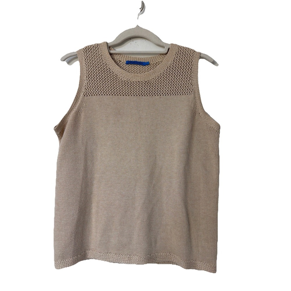 J MCLAUGHLIN Sweater Vest Womens Small Tan Pullover Sleeveless Top Blouse Boho